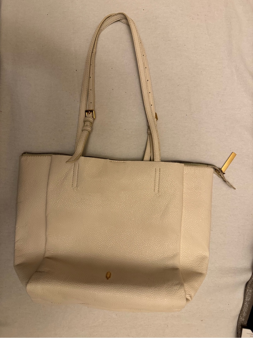 Thacker Womens Ivory Pebbled Leather Anya Tote Bag